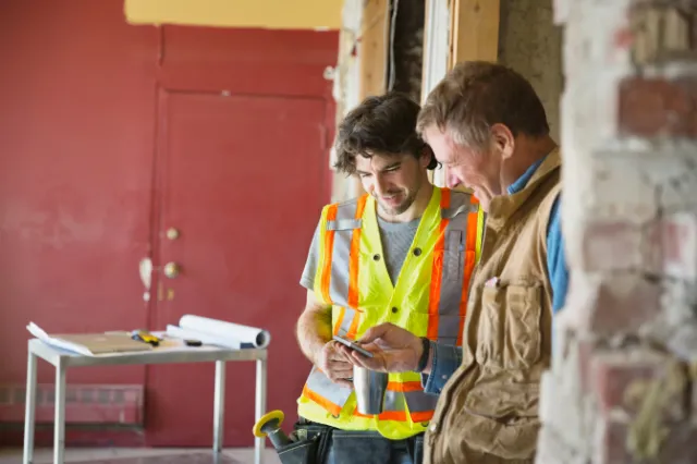 Tradie using work equipment